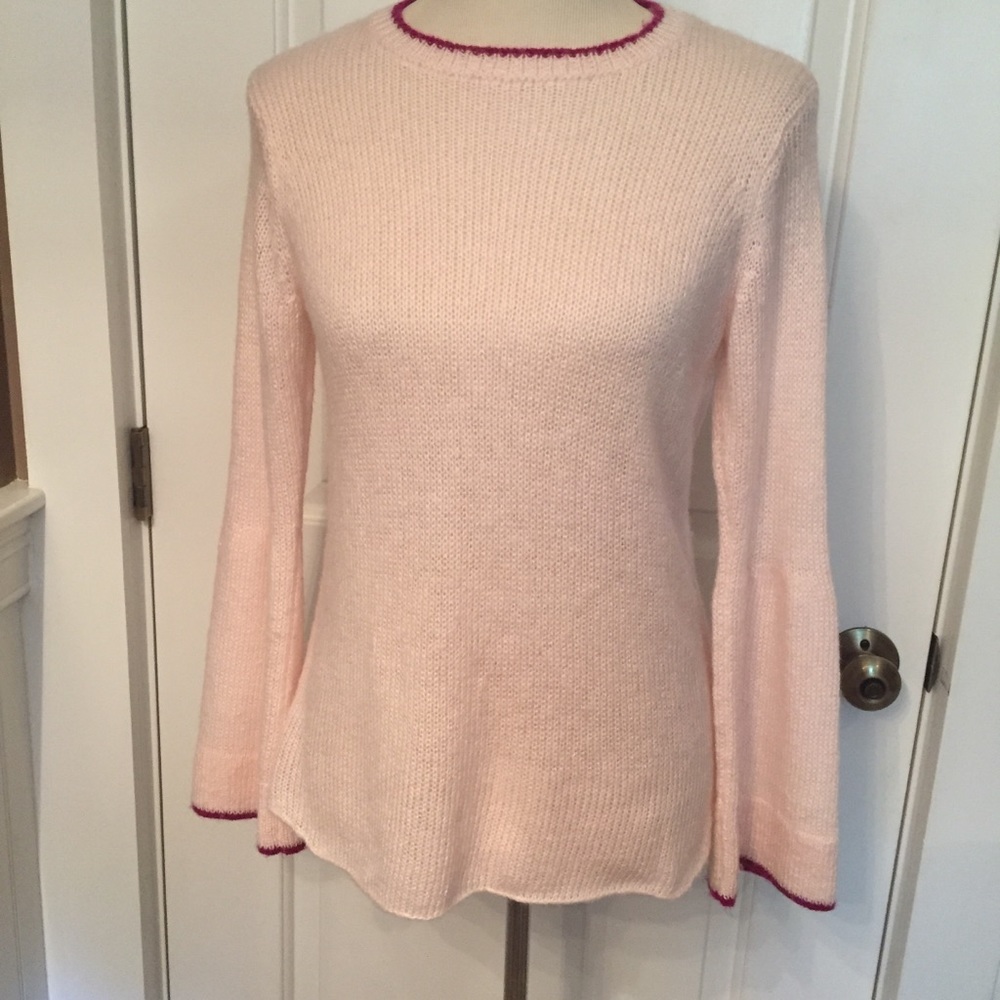 WOODEN SHIPS SWEATER CREWNECK PINK LONG BELL SLEEVE SIZE XS S